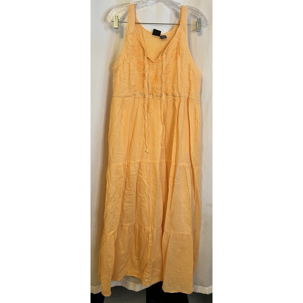 VTG Peach Sundress Free Size Boho Indie Hippie Festival Long Flowy Gauze Summer